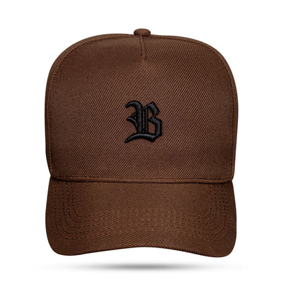 Boné Snapback Basic Marrom Chocolate Logo Preto