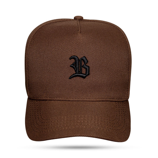 Boné Snapback Basic Marrom Chocolate Logo Preto
