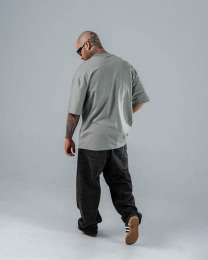 Camiseta Oversize Básica Gris Cemento