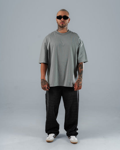 Camiseta Oversize Básica Gris Cemento