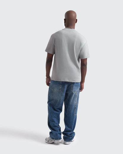 Camiseta Básica de Corte Relajado Gris Cemento