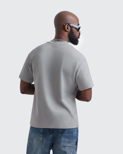 Camiseta Básica de Corte Relajado Gris Cemento